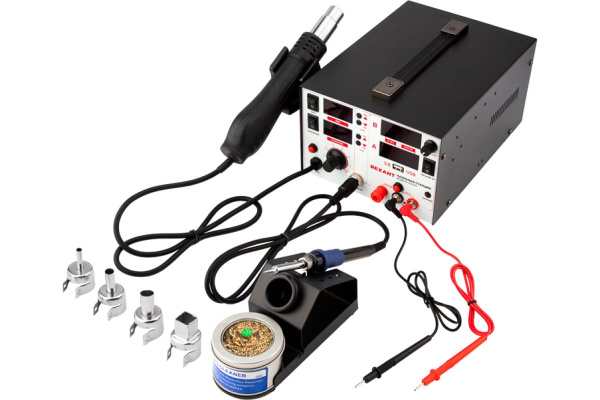 Изображение товара Многофункциональная паяльная станция Rexant 12-0729 3 в 1 с термофеном и USB