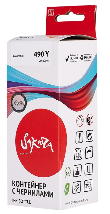 

Чернила Sakura 0666C001 для Canon PIXMA G1400/G1410/G1411/G2400/G2410/G2411/G3400/G3410/G3411/G4400/G4410/G4411, желтый, водорастворимый тип, 100 мл.,, 0666C001