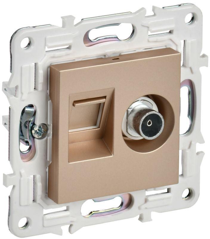 

Розетка комбинированная IEK SK-AK20-1-K98 SKANDY TV+RJ45 кат.5E SK-A14Sa Песочный, SK-AK20-1-K98
