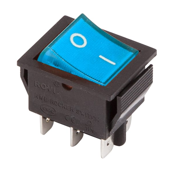

Переключатель Rexant 36-2351 клавишный 250V 15А (6с) ON-ON синий с подсветкой (RWB-506, SC-767), 36-2351