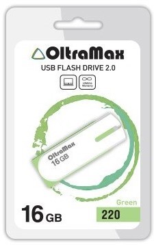 

Накопитель USB 2.0 16GB OltraMax OM-16GB-220-Green 220 зелёный, OM-16GB-220-Green