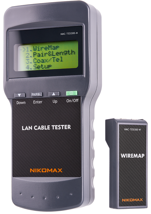 

Кабельный тестер NikoMax NMC-TED300 с LCD дисплеем, UTP/STP, RJ45, с функцией измерения длин, NMC-TED300