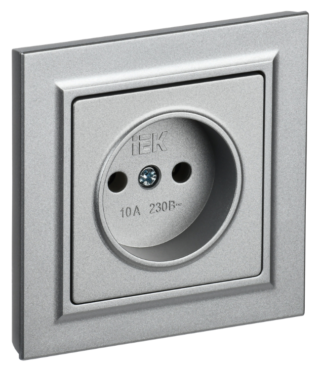 

Розетка без заземления в сборе IEK BR-R10-10-K47-F BRITE без защитных шторок 10А РСР10-1-0-БрА Алюминевый, BR-R10-10-K47-F