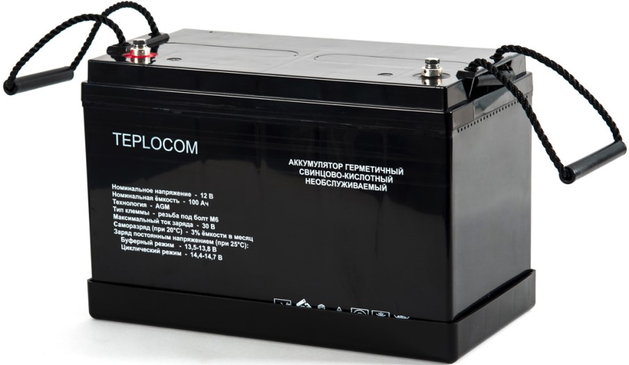 

Аккумулятор Бастион TEPLOCOM 100Ач герметичный свинцово-кислотный необслуживаемый AGM АКБ 12В 100Ач, TEPLOCOM 100Ач