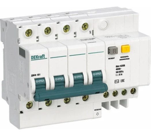Изображение товара Автоматический дифференциальный выключатель DEKraft 15083DEK 4-полюсный 20 А