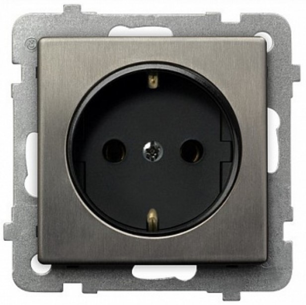 

Розетка Ospel GP-1RMS/m/44 Sonata медь (серебро) 1-я с/з Schuko, без рамки, GP-1RMS/m/44
