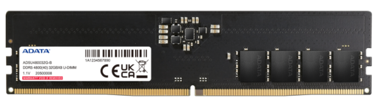 

Модуль памяти DDR5 8GB ADATA AD5U48008G-B PC5-38400 4800MHz CL40 1.1V single rank Ret, AD5U48008G-B