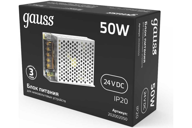 

Блок питания Gauss 202002050 встраив. для лен.светод. черный, 202002050