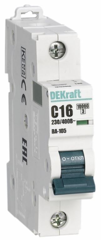 

Автоматический выключатель DEKraft 13111DEK 1P 63A х-ка B ВА-105 10кА, 13111DEK