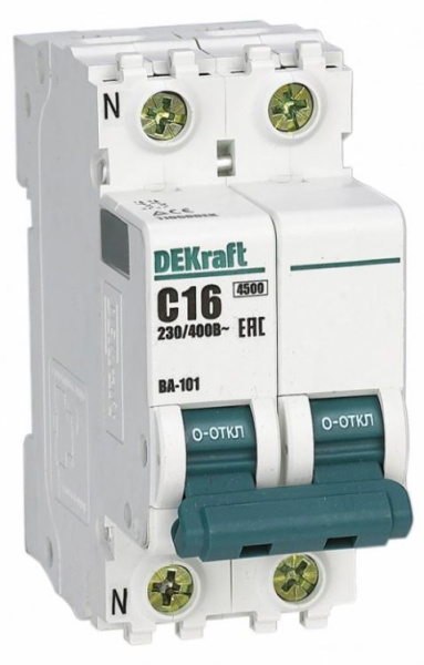 Изображение товара Автоматический выключатель DEKraft 11196DEK для защиты электросетей 2-полюсный IP20
