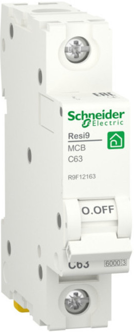 

Автоматический выключатель Schneider Electric RESI9 R9F12163 (С) 63А 1P 6000A, RESI9