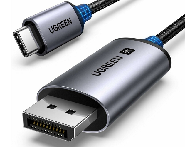 

Кабель UGREEN CM556 25158_ USB-C To DP Cable(8K), 2м, серебристый, CM556