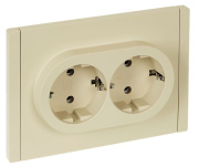 фото Розетка двухместная с заземлением  IEK FP-R21-16-1-K10