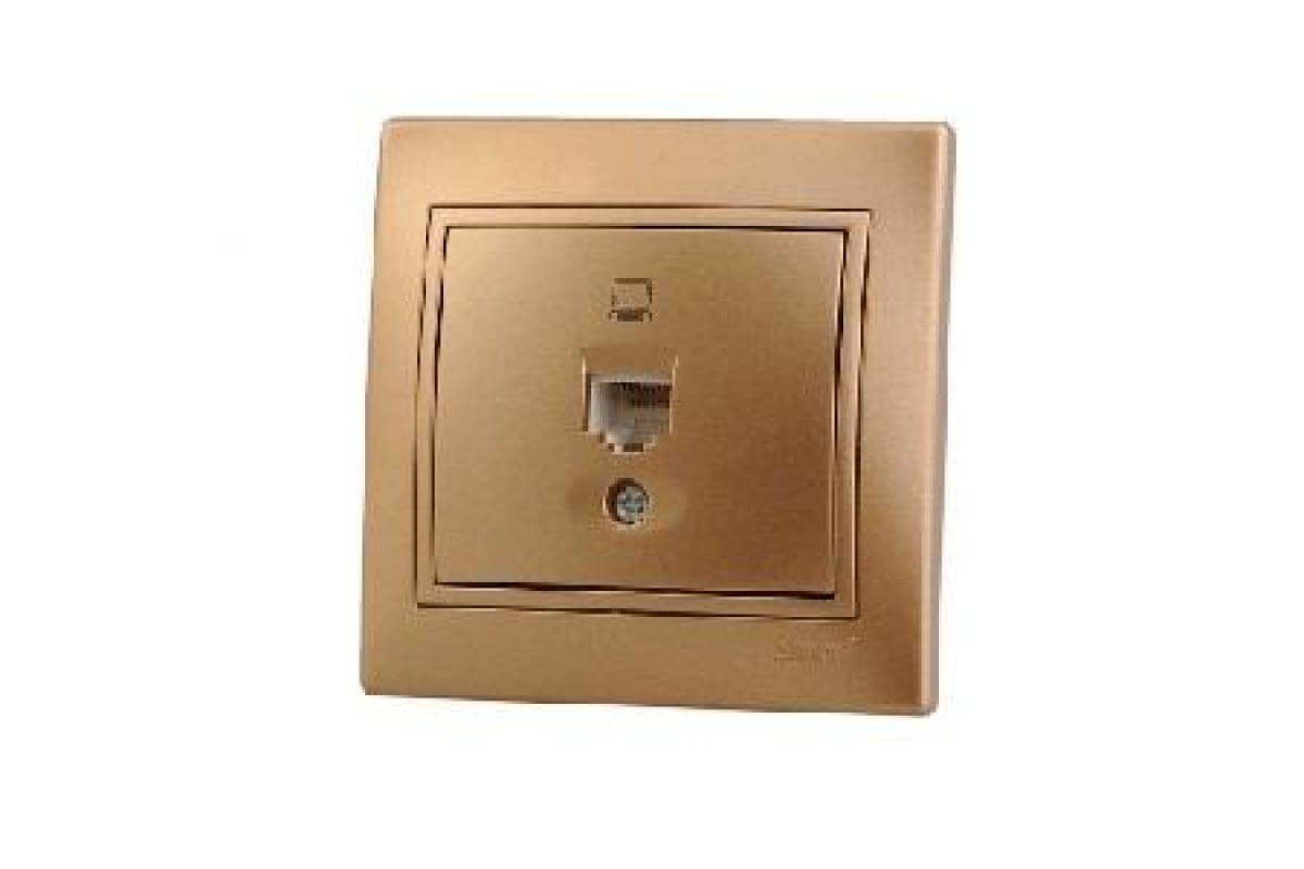 

Розетка компьютерная Lezard 701-1313-139 1-м СП Mira RJ45 металлик золото, 701-1313-139