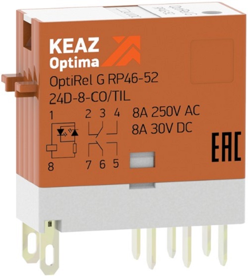 

Реле промежуточное КЭАЗ 281053 OptiRel G RP46-52-230-8-CO-S/TIL, 281053