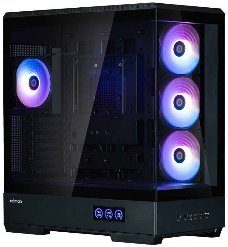 

Корпус ATX Zalman P50 DS BLACK черный, без БП, боковая и фронатльная панели из закаленного стекла, USB Type-C, 2*USB 3.0, HD Audio, P50 DS BLACK