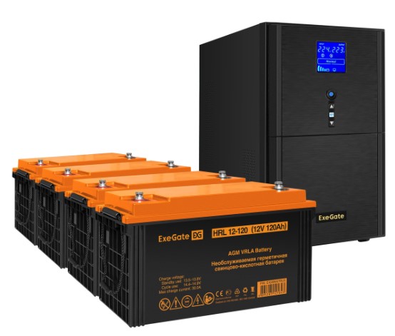 

Комплект Exegate SineTower SZ-3000.LCD.AVR.3SH.1C13.RJ.USB EX296876RUS ИБП EX295990RUS + батарея 120Aч EX285657RUS 4шт (инвертор, синус, для котла) 30, SineTower SZ-3000.LCD.AVR.3SH.1C13.RJ.USB