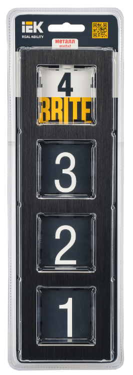 

Рамка четверная IEK BR-M42-M-K02 BRITE РУ-4-1-БрЧ Металл Черный, BR-M42-M-K02