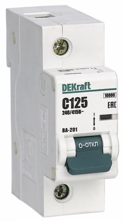 

Автоматический выключатель DEKraft 13013DEK 1Р 63А х-ка D ВА-201 10кА, 13013DEK