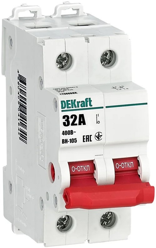 

Выключатель-разъединитель DEKraft 17086DEK 2Р 32А ВН-105, 17086DEK
