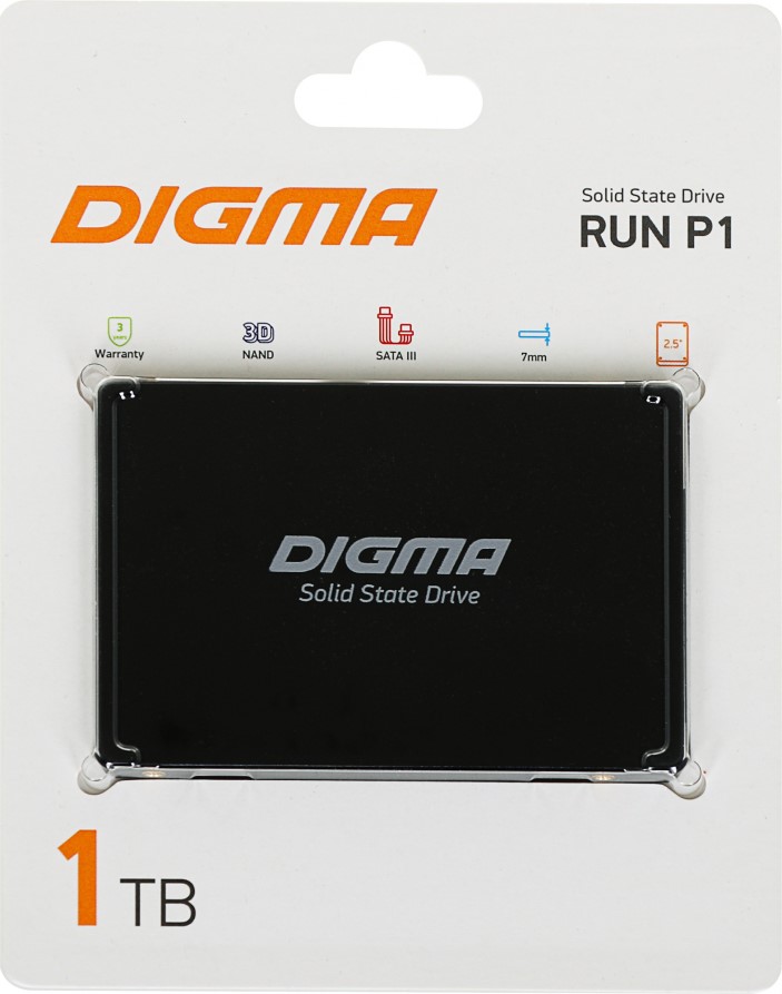 

Накопитель SSD 2.5'' Digma DGSR2001TP13T SATA III 1Tb Run P1 2.5", DGSR2001TP13T