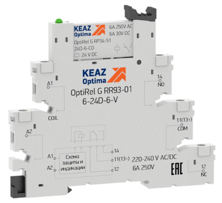 

Модуль реле КЭАЗ 280992 OptiRel G RM38-61-24U-6-P-CO, 280992