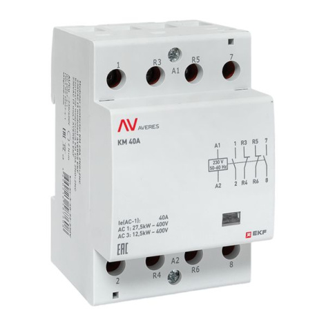 Изображение товара Контактор EKF km-av-3-40-22-230V силовые контакты 2НО+2НЗ автоматизация