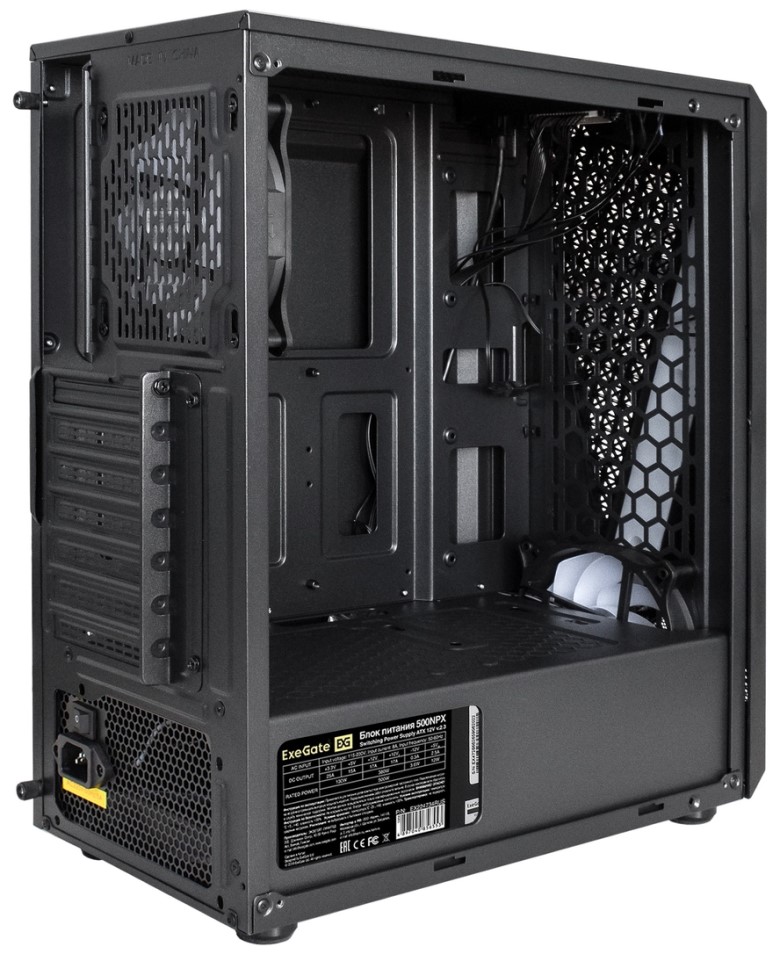 

Корпус ATX Exegate EVO-8225-NPX500 EX293014RUS черный, 500W, с окном, 2*USB2.0, 1*USB3.0, 2*120mm fan, с RGB подсветкой, EVO-8225-NPX500