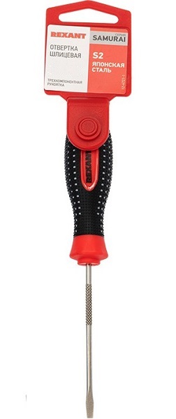 

Отвертка шлицевая Rexant 12-6424-1 SL 4х100 мм, трехкомпонентная рукоятка, сталь S2, 12-6424-1
