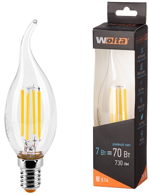 

Лампа светодиодная WOLTA 25SCDFT7E14 FILAMENT 7Вт 4000K Е14, 25SCDFT7E14