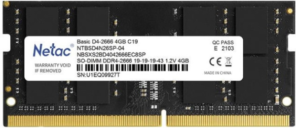 фото Модуль памяти SODIMM DDR4 4GB Netac NTBSD4N26SP-04 в Красноярске