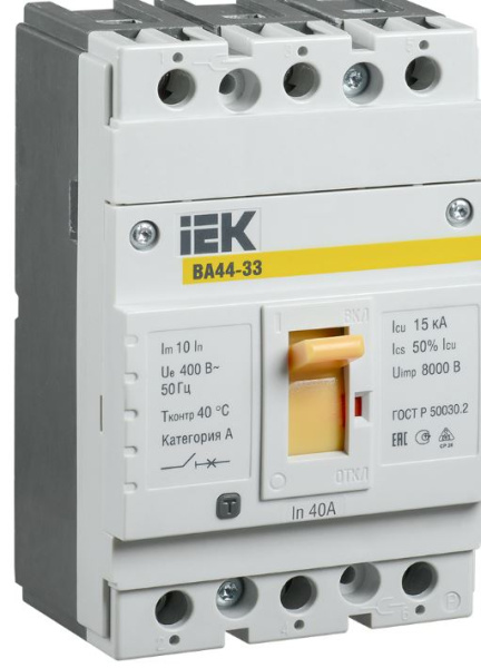 Изображение товара Автоматический выключатель IEK SVA4410-3-0040 3 полюса защита цепи 40 А