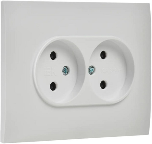 фото Розетка двухместная без заземления в сборе IEK SK-R23-10-K01-F в Казани