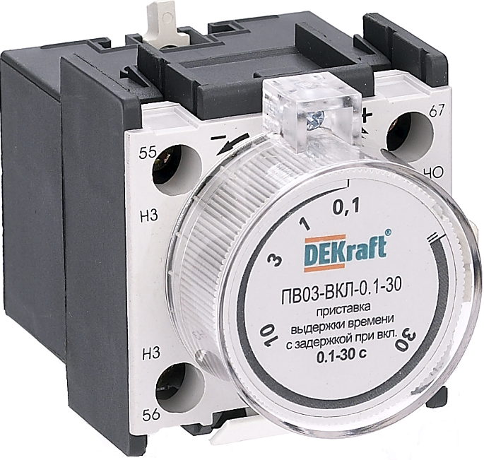 

Приставка DEKraft 24116DEK выдержки времени с задержкой при откл. 10-180сек. 1з+1р ПВ-03, 24116DEK