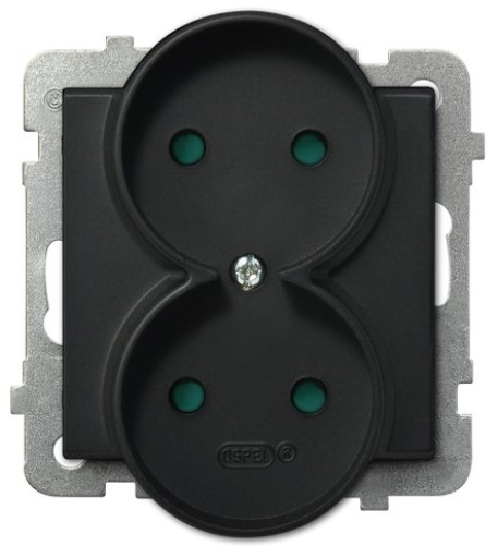 

Розетка Ospel GP-2RRP/m/33 двойная, с защитными шторками, 16A, 250V, 3520W, IP-20, клеммы винтовые, черный металлик, GP-2RRP/m/33