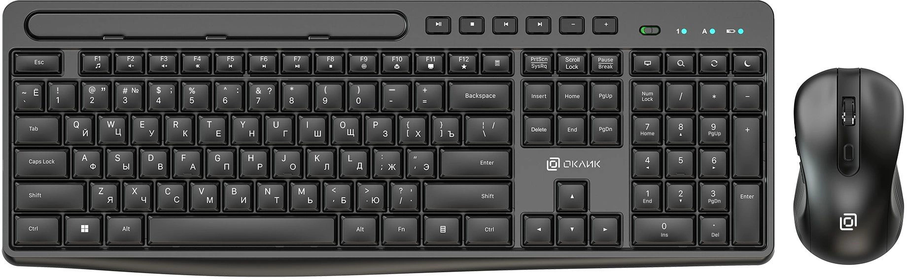 

Клавиатура и мышь Oklick S275W 1993113 клав: черный мышь: черный, USB беспроводная, slim Multimedia, S275W