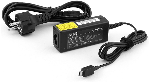 

Блок питания для ноутбука Asus TopOn TOP-AS33 к серии EeeBook F205TA, F205T, R209, X205 19V 1.75A (8.2 x 6.5 x 2.3mm) 33W PN: 0A001-00342600, 0A001-00, TOP-AS33