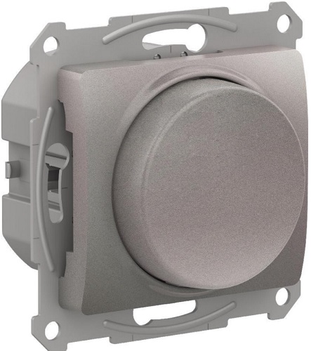 

Светорегулятор Systeme Electric GSL001223 Glossa поворотно-нажимной LED, RC, 400Вт, механизм, платина, GSL001223