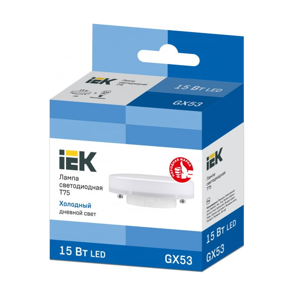 

Лампа светодиодная IEK LLE-T80-15-230-65-GX53 T75 таблетка 15Вт 230В 6500К GX53, LLE-T80-15-230-65-GX53