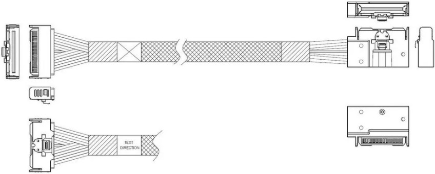 

Кабель Luxshare L285MM002-SD-R MCIO x8 74P (прямой Straight Type) -TO- MCIO x8 74P (угловой Left Exit) , 85 Ohm, L:80cm, L285MM002-SD-R