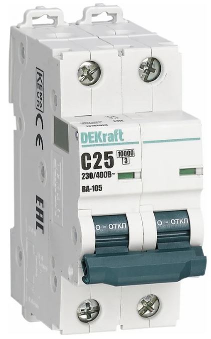 

Автоматический выключатель DEKraft 13213DEK 2P 16A х-ка D ВА-105 10кА, 13213DEK
