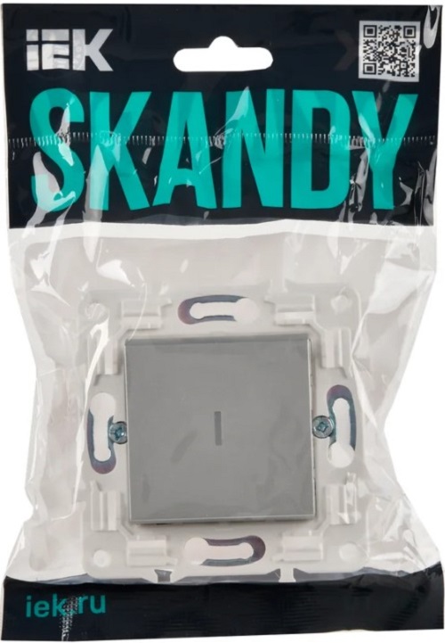 

Переключатель одноклавишный IEK SK-V12-1-10-K23 SKANDY с инд. 10А SK-V08S Серебряный, SK-V12-1-10-K23