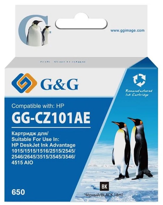 

Картридж G&G GG-CZ101AE 650 черный для HP DeskJet 1010/10151515/1516, GG-CZ101AE
