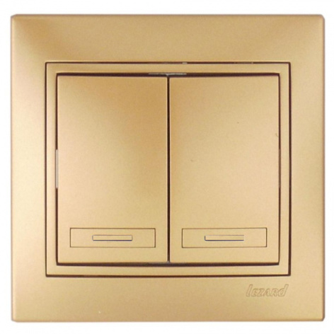 Изображение товара Выключатель Lezard 701-1313-101 Мира 2-клавиши стильный золотой