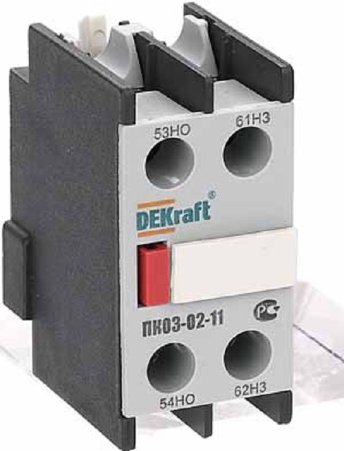 

Приставка DEKraft 24100DEK конт. доп. контакты 1НО+1НЗ лицевой установки ПК-03, 24100DEK
