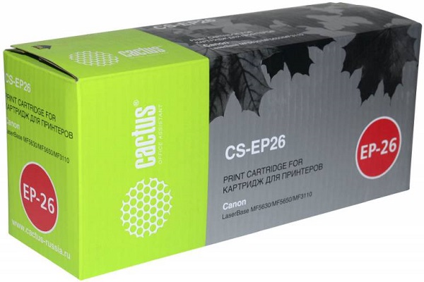 

Картридж Cactus CS-EP26 черный для Canon LB MF5630/MF5650/MF3110 (2500стр.), CS-EP26