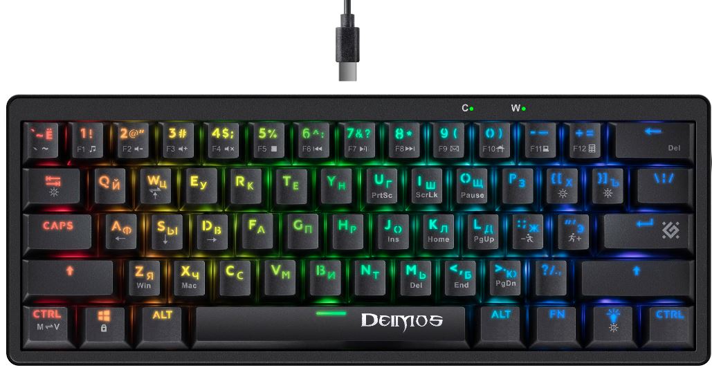Defender Deimos GK-303 RU RGB, 61 кнопка, розов.свитчи, черная