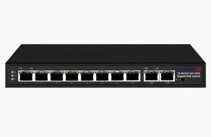 

Коммутатор неуправляемый TRASSIR TR-NS1410-120-8POE с 8 PoE портами (10/100/1000 Мбит/с (Base-T)) 2 Uplink (10/100/1000 Мбит/с (Base-T)), TR-NS1410-120-8POE