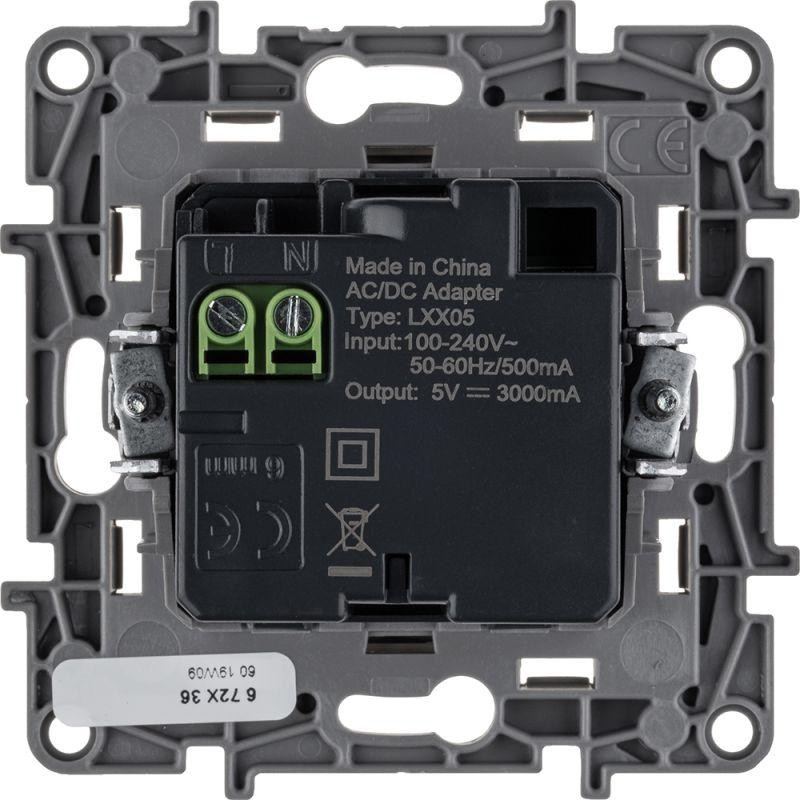 

Зарядное устройство Legrand 672336 Etika - с двумя USB-разьемами, A-тип и С-тип, 240В/5В, 3000мА, цвет слоновая кость, 672336