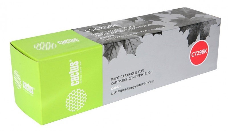 

Картридж Cactus CS-C729BK для принтеров Canon i-SENSYS LBP7010C/ LBP7018C, черный, 1200стр., CS-C729BK